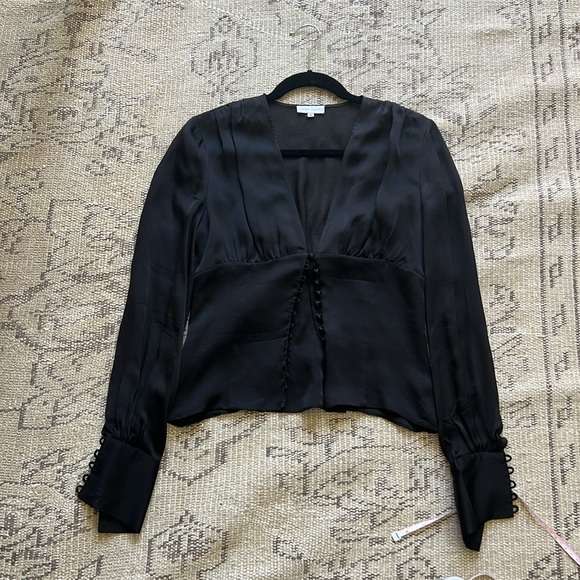 Harvey Nichols black slight sheer long sleeve top - Picture 4 of 11